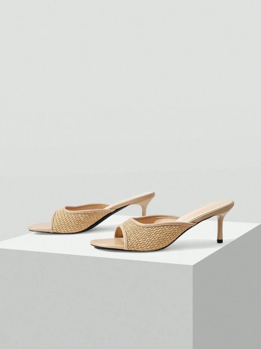 Apricot Funky Women's Peep Toe Woven Half-Heel Sandals